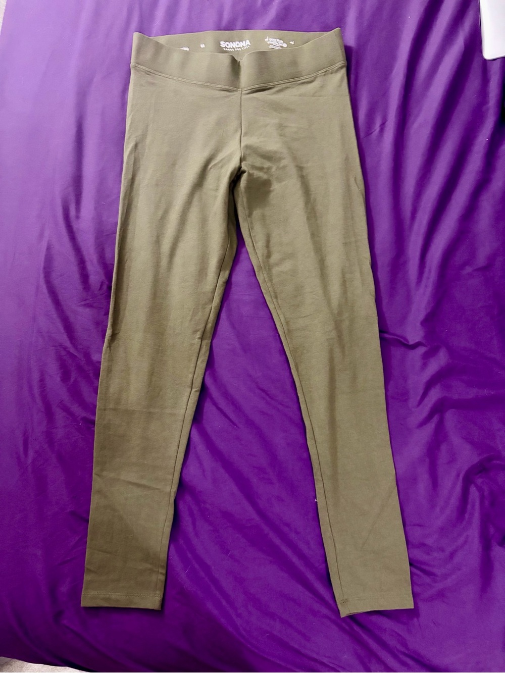 Sonoma Goods For Life Olive Green Leggings Size Medium Pull-On Stretch